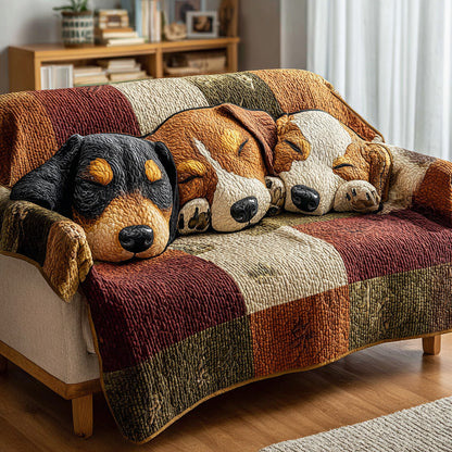 Sleepy Pup Patch Quilted Sofa Cover NCU0DH570