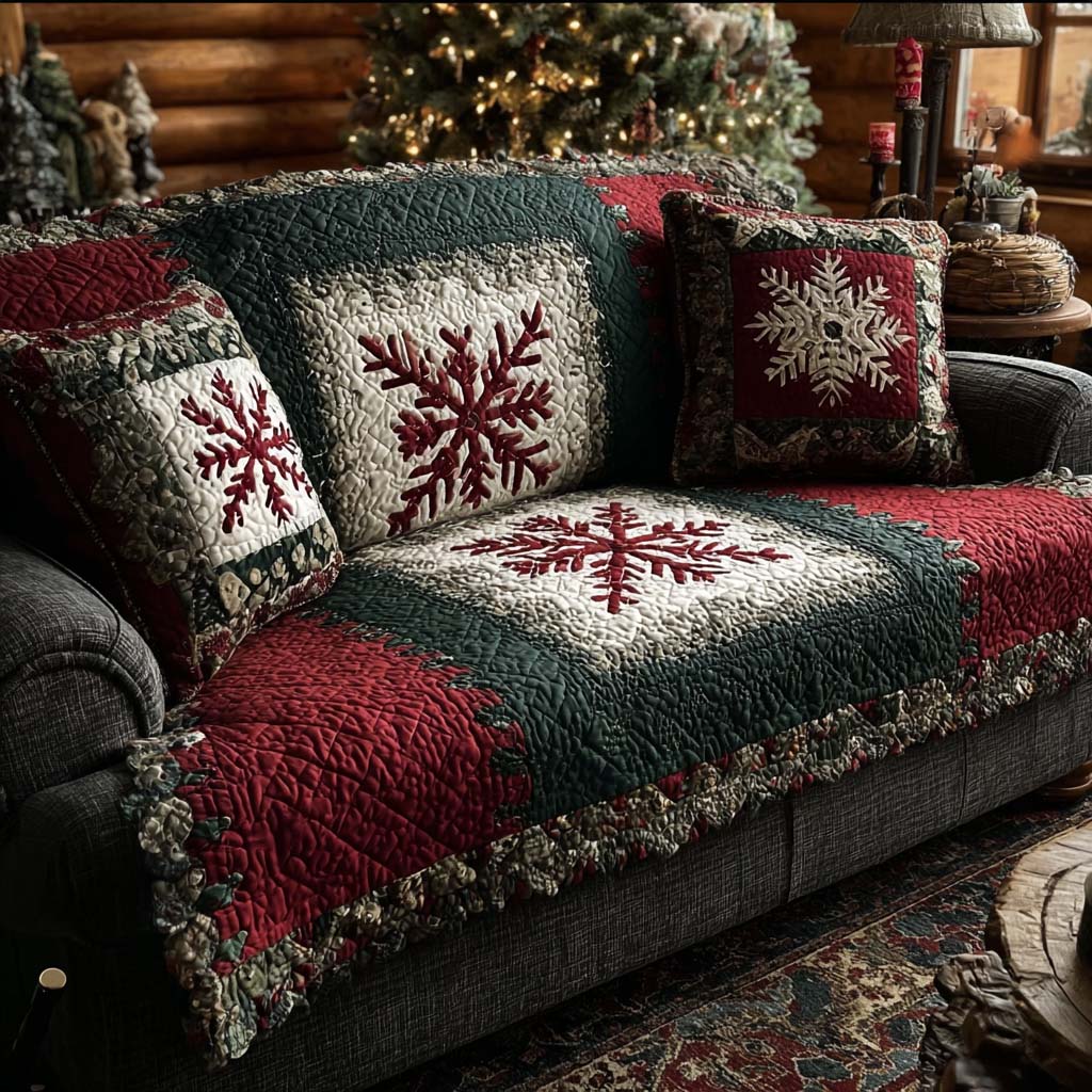 Snowflake Lodge Quilt Quilted Sofa Cover NCU0QQ119