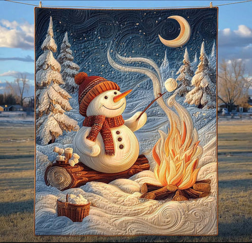 Snowman Campfire Quilted Blanket NCU0HT021