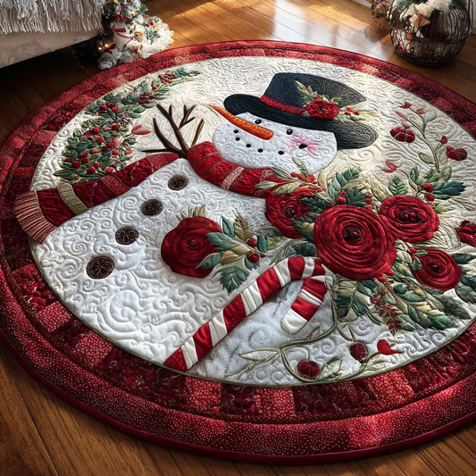 Snowman Warm Wishes Quilted Round Mat NCU0HT033
