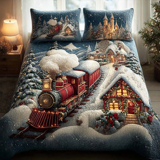 Snowy Christmas Village 3-Piece Quilted Bedding Set NCU0HT004