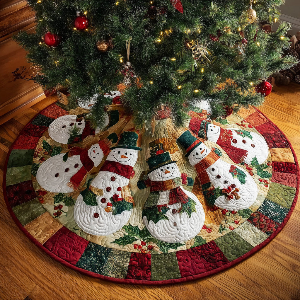 Snowy Friends Christmas Quilted Tree Skirt NCU0DH405