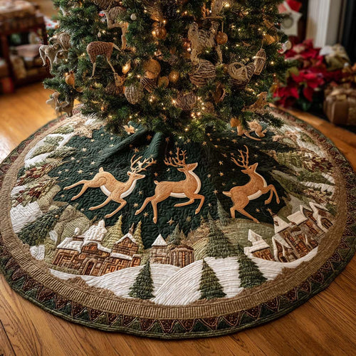 Snowy Night Christmas Quilted Tree Skirt NCU0TN97