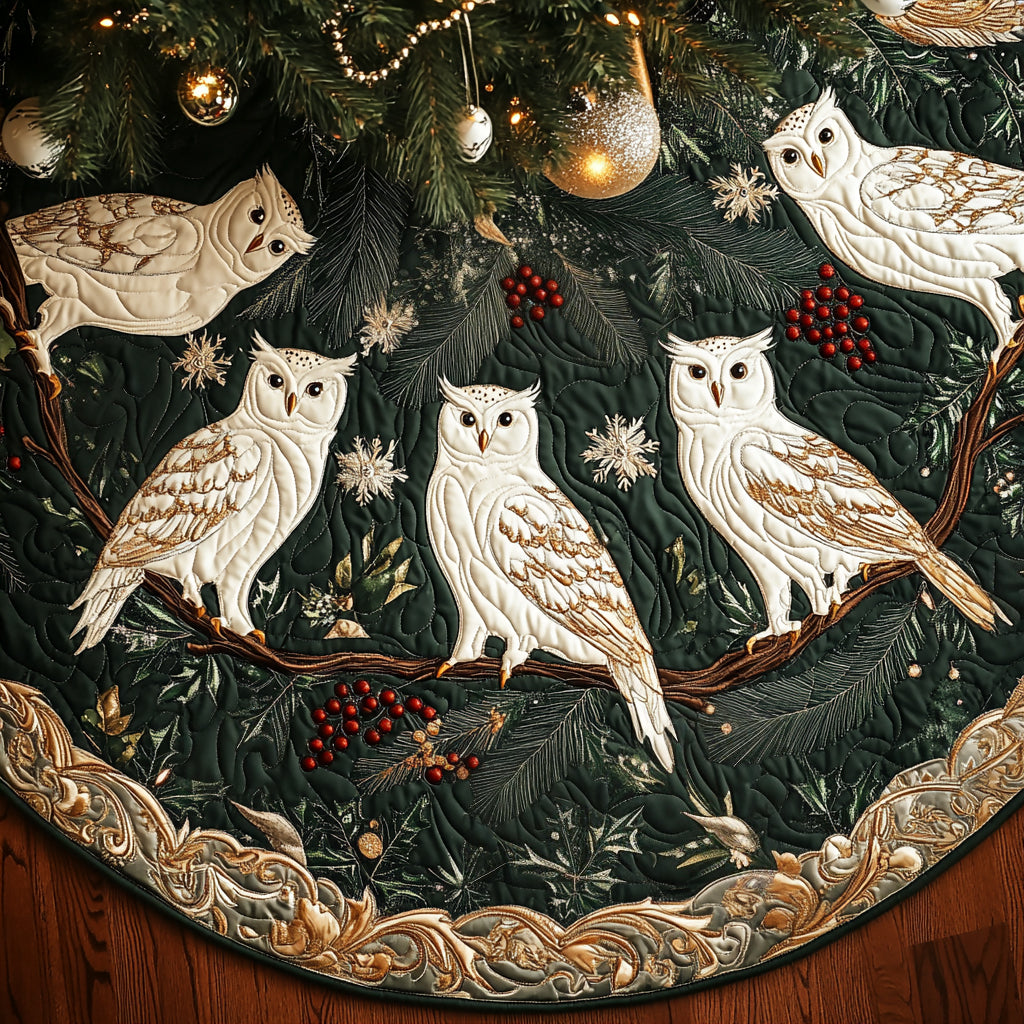 Snowy Perch Christmas Quilted Tree Skirt NCU0DV2276