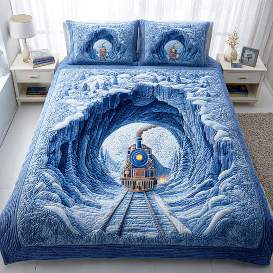Snowy Steam Ride 3-Piece Quilted Bedding Set NCU0TD1057