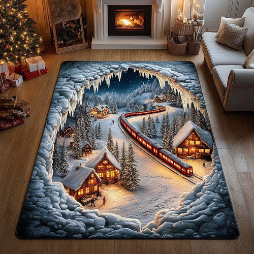 Snowy Train Tunnel Area Rug NCU0QQ095