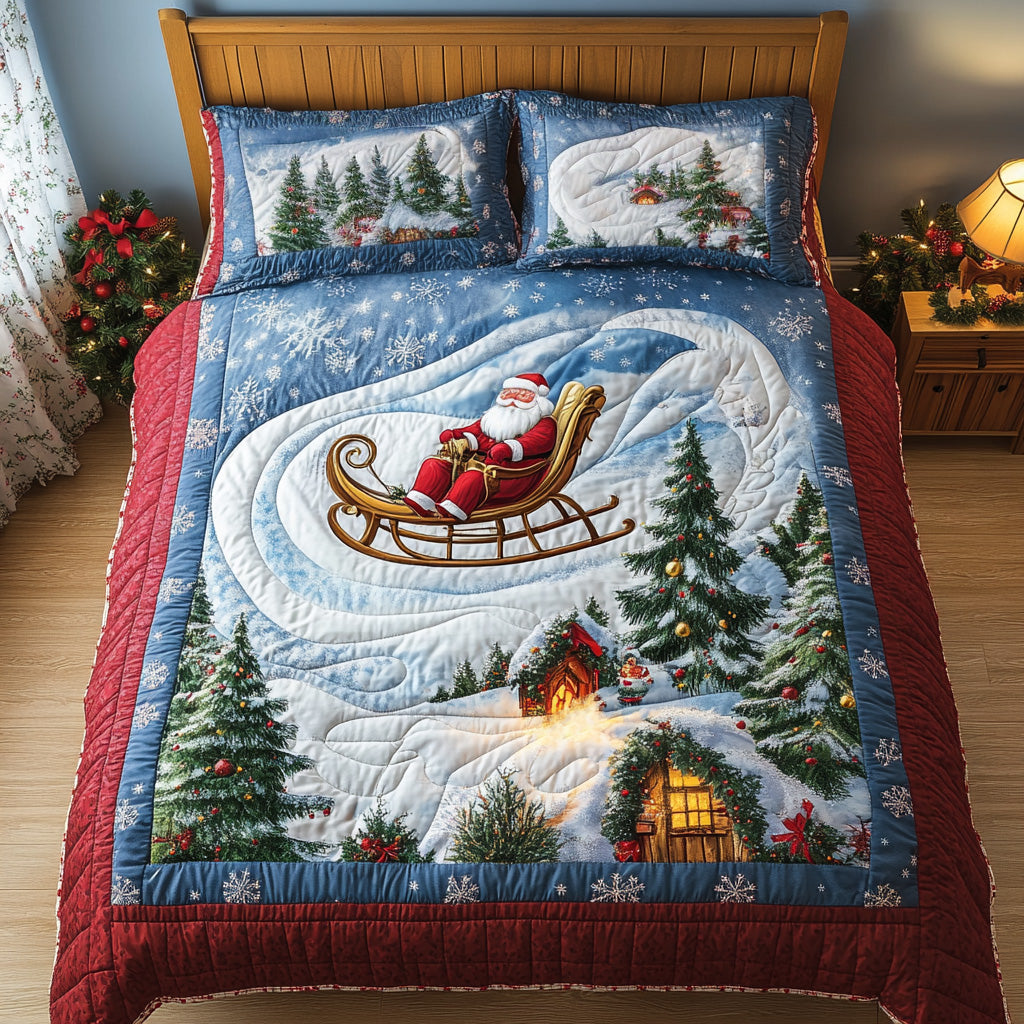 Snowy Village Ride 3-Piece Quilted Bedding Set NCU0DH384