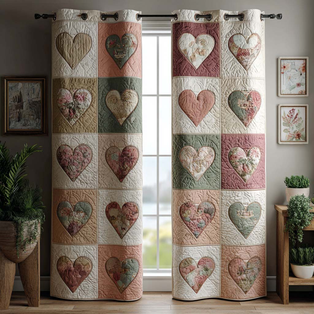 Soft Heartgrid Quilted Curtains NCU0DX025