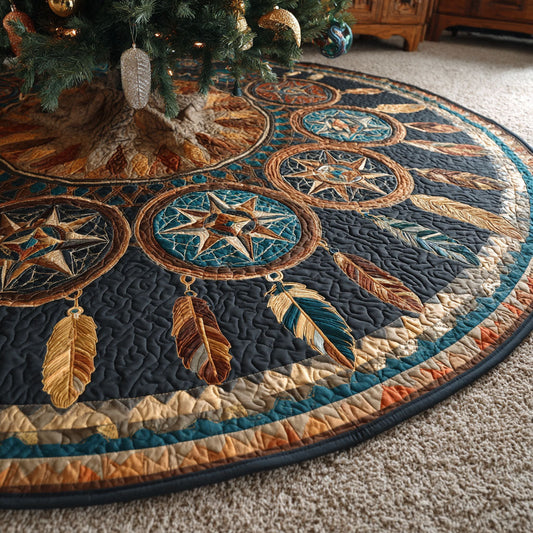 Spirit Feathers Christmas Quilted Tree Skirt NCU0TV907
