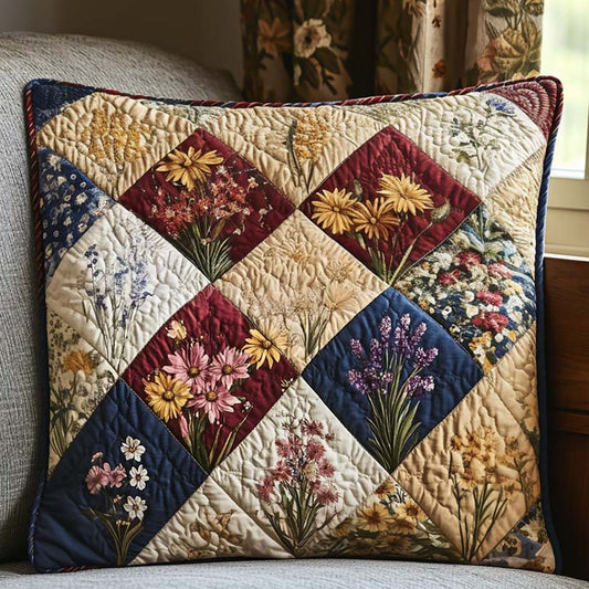 Spring Flowers Patchwork Quilted Pillow Case NCU0DV5391
