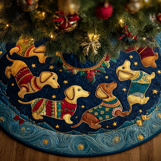 Starlight Dachshund Christmas Quilted Tree Skirt NCU0DH604