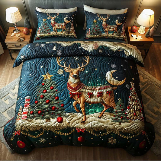 Starlight Reindeer 3-Piece Quilted Bedding Set NCU0QQ024
