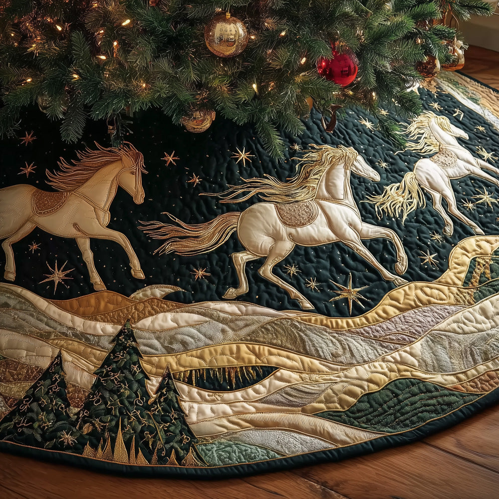 Starlit Noble Steeds Christmas Quilted Tree Skirt NCU0DH524