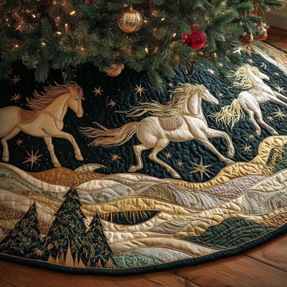 Starlit Noble Steeds Christmas Quilted Tree Skirt NCU0DH524