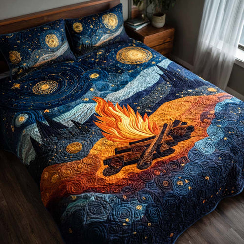 Starry Campfire Quilt 3-Piece Quilted Bedding Set NCU0QQ038