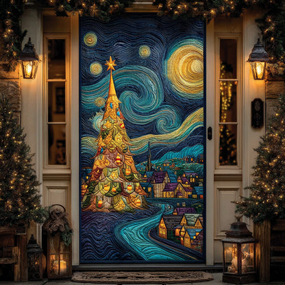 Starry Christmas Tree Quilted Door Cover NCU0DH427