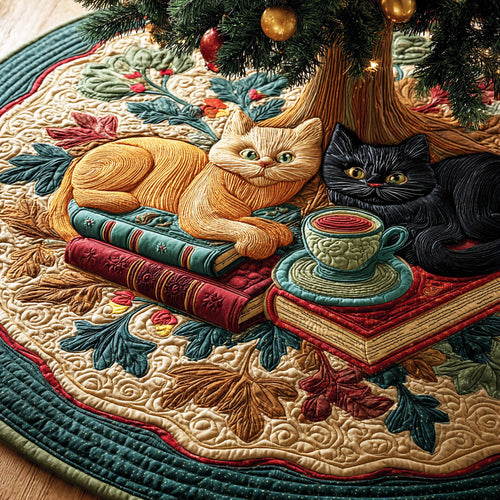 Study Table Cat Christmas Quilted Tree Skirt NCU0ND013