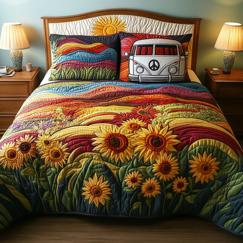 Sunflower Dream 3-Piece Quilted Bedding Set NCU0PT5441