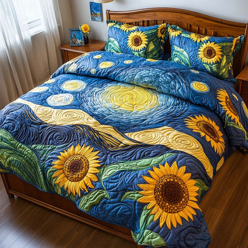 Sunflower Fields 3-Piece Quilted Bedding Set NCU0NL029