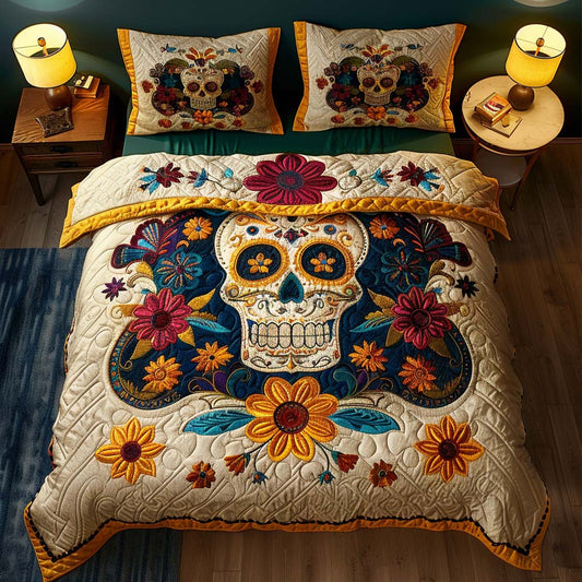 Sunset Spirit Skull 3-Piece Quilted Bedding Set NCU0QQ031