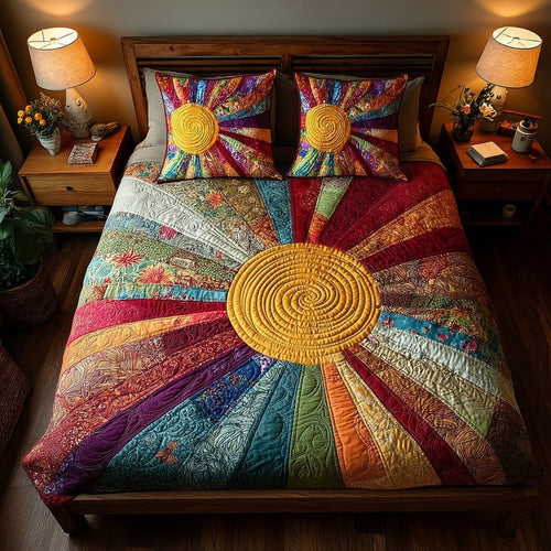 Sunshine Bloom Patchwork 3-Piece Quilted Bedding Set NCU0NL004