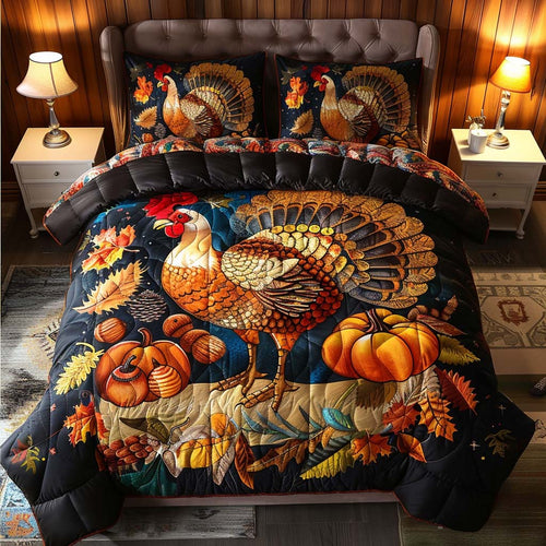 Thankful Turkey 3-Piece Quilted Bedding Set NCU0QQ016