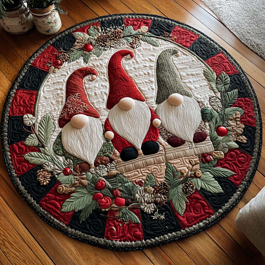 The Merry Gnome Quilted Round Mat NCU0HT030