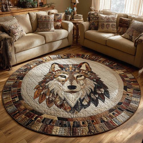 Tribal Wolf Quilted Round Mat NCU0HH006
