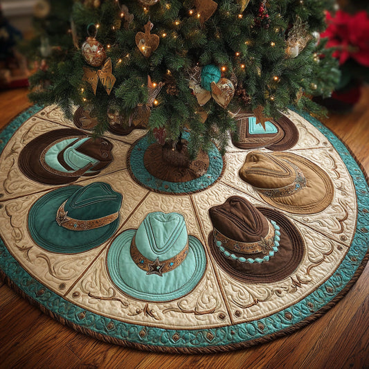Turquoise Ranch Christmas Quilted Tree Skirt NCU0DH540