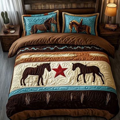Twin Stallions at Dusk 3-Piece Quilted Bedding Set NCU0TP0088