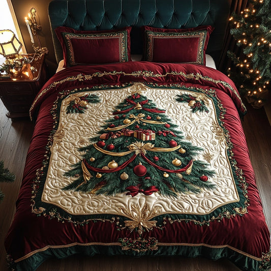 Twinkling Christmas Tree 3-Piece Quilted Bedding Set NCU0NL008