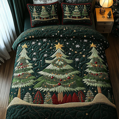 Twinkling Trees 3-Piece Quilted Bedding Set NCU0DV1947