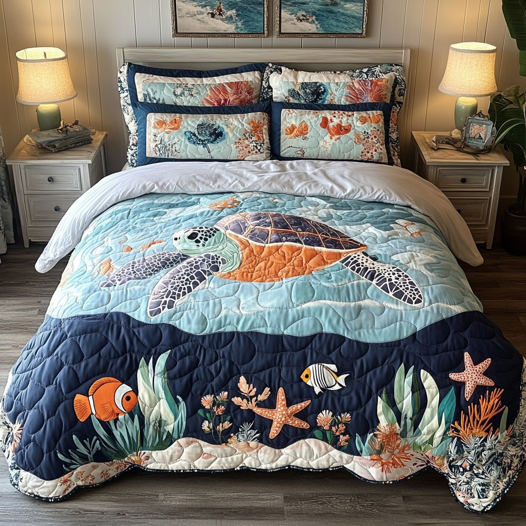 Undersea Paradise 3-Piece Quilted Bedding Set NCU0DH345