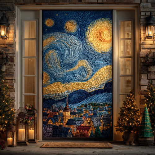 Van Gogh Christmas Village Quilted Door Cover NCU0DH432