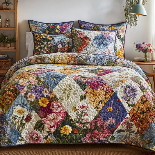 Vintage Bloom 3-Piece Quilted Bedding Set NCU0PT4909