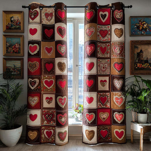 Vintage Hearts Quilted Curtains NCU0DX026