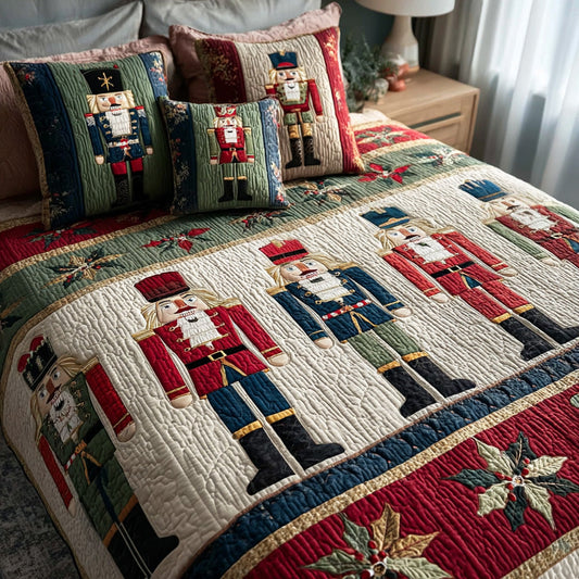 Vintage Nutcracker Snowland 3-Piece Quilted Bedding Set NCU0DH518