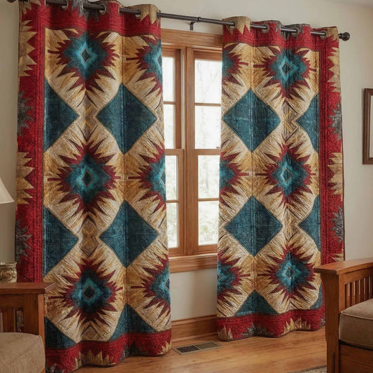 Western Flame Quilted Curtains NCU0DX052