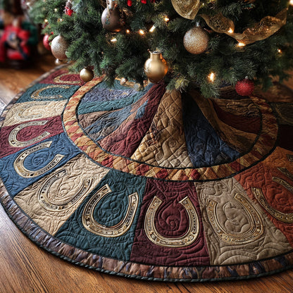 Western Heritage Horseshoe Christmas Quilted Tree Skirt NCU0DH526