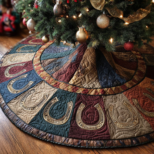 Western Heritage Horseshoe Christmas Quilted Tree Skirt NCU0DH526
