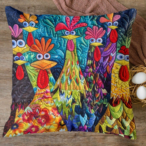 Whimsical Chickens Quilted Pillow Case NCU0PT305