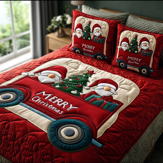 Whimsical Gnome Sleep 3-Piece Quilted Bedding Set NCU0HT193