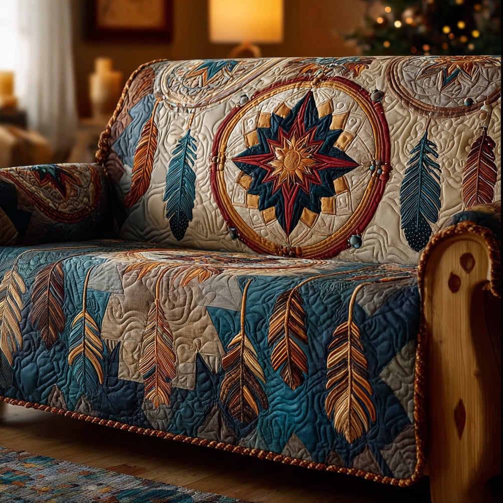 Whispering Feathers Quilted Sofa Cover NCU0DH530