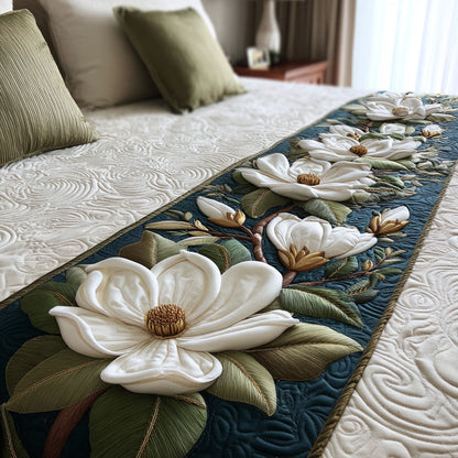 White Magnolia Quilted Bed Runner NCU0TN181