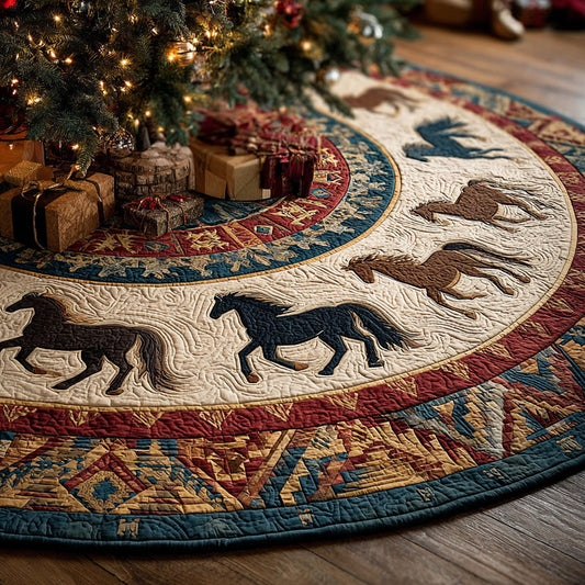 Wild Prairie Run Christmas Quilted Tree Skirt NCU0DH562