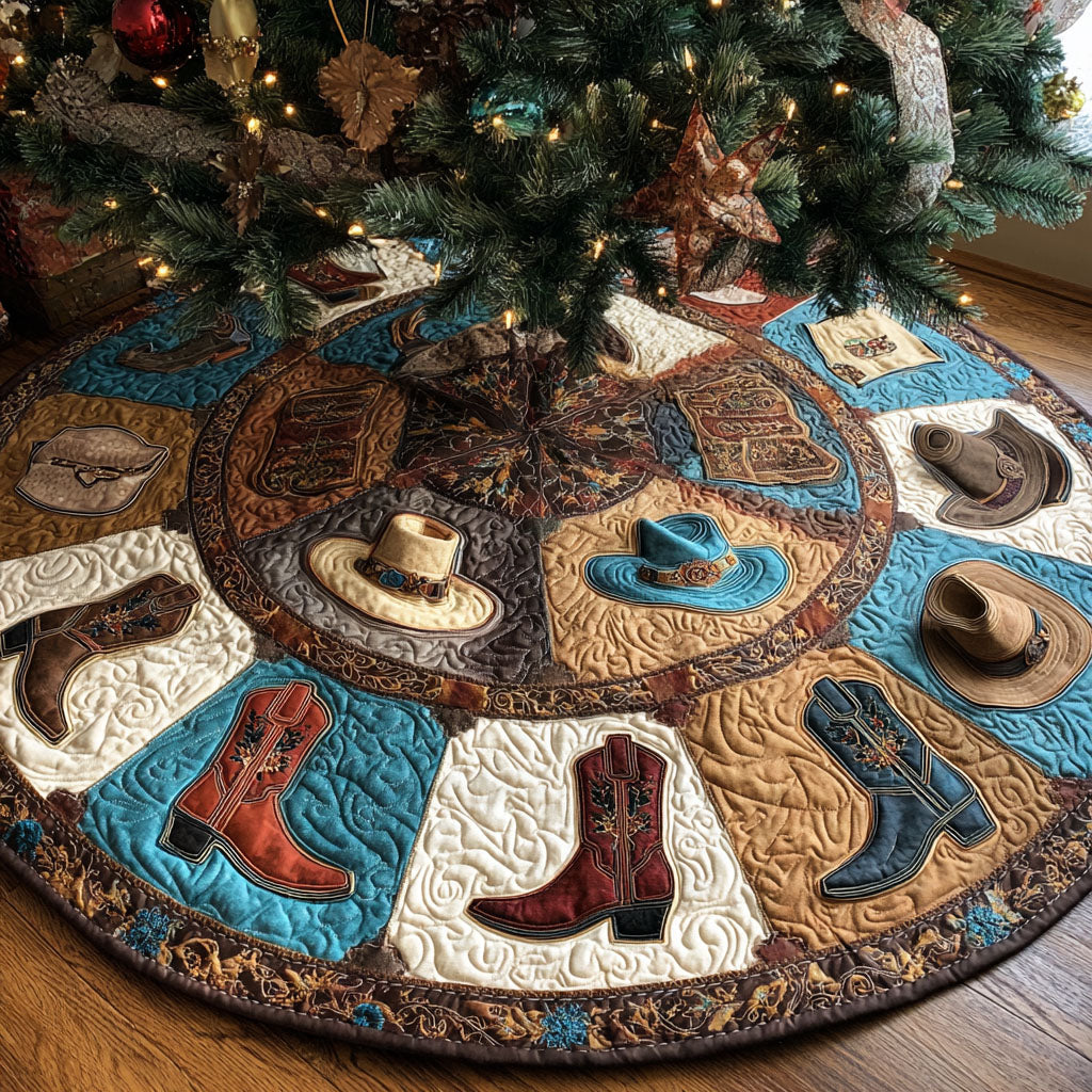 Wild West Boots Christmas Quilted Tree Skirt NCU0TV913