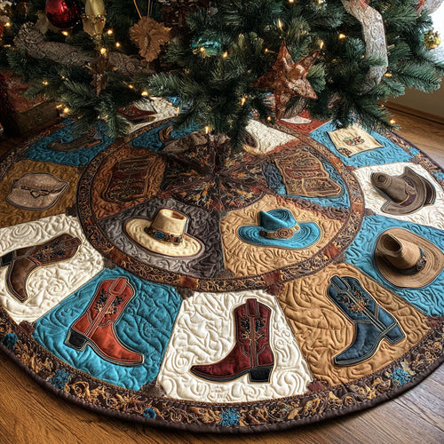 Wild West Boots Christmas Quilted Tree Skirt NCU0TV913