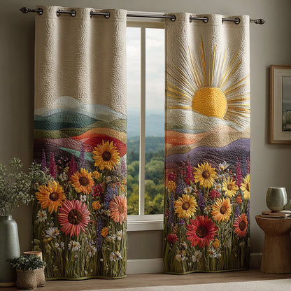 Wildflower Fields Sunrise Quilted Curtains NCU0DH656
