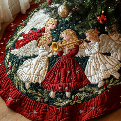 Wings of Festivity Christmas Quilted Tree Skirt NCU0DV2274