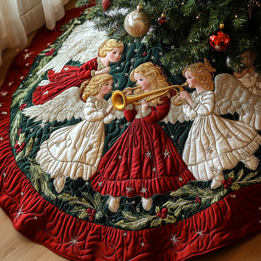 Wings of Festivity Christmas Quilted Tree Skirt NCU0DV2274